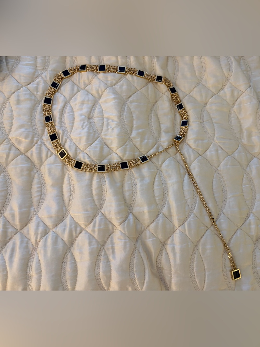St. John’s Gold and Black Enamel Square-Link Women's Waist Chain Belt